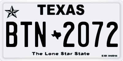 TX license plate BTN2072