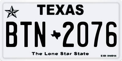 TX license plate BTN2076