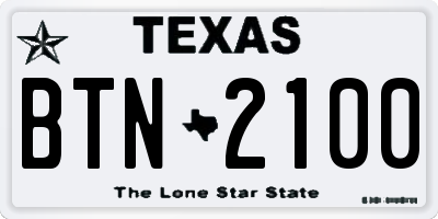 TX license plate BTN2100