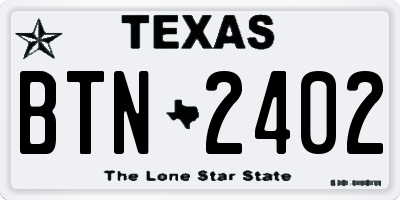 TX license plate BTN2402