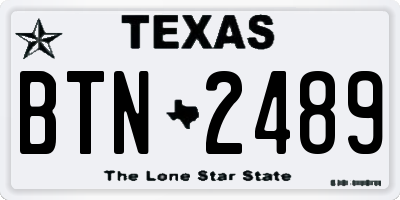 TX license plate BTN2489