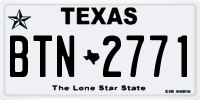 TX license plate BTN2771