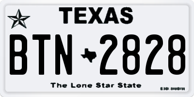 TX license plate BTN2828