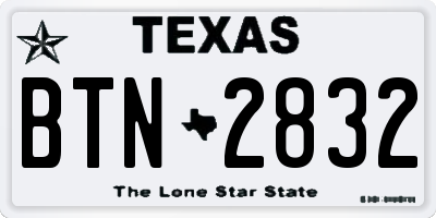 TX license plate BTN2832