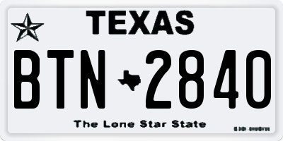 TX license plate BTN2840