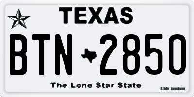 TX license plate BTN2850