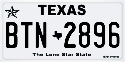 TX license plate BTN2896
