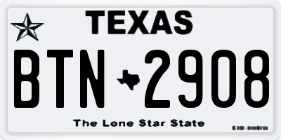 TX license plate BTN2908