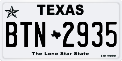 TX license plate BTN2935