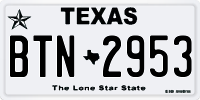 TX license plate BTN2953