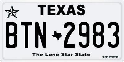 TX license plate BTN2983
