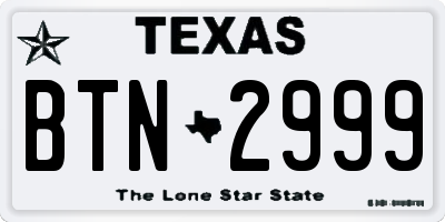 TX license plate BTN2999