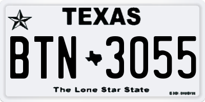 TX license plate BTN3055