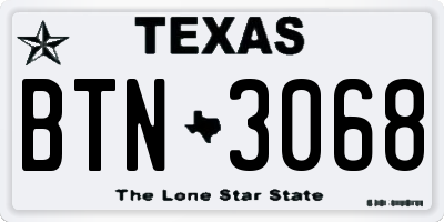 TX license plate BTN3068