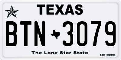 TX license plate BTN3079