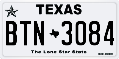 TX license plate BTN3084