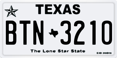 TX license plate BTN3210