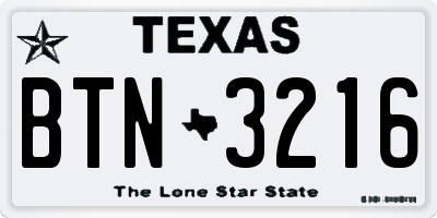 TX license plate BTN3216