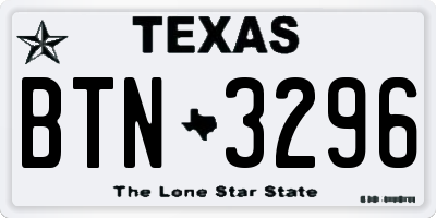 TX license plate BTN3296