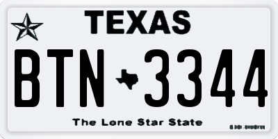 TX license plate BTN3344