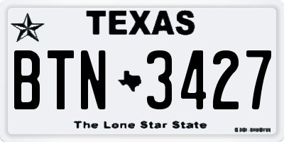 TX license plate BTN3427