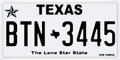 TX license plate BTN3445