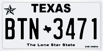 TX license plate BTN3471