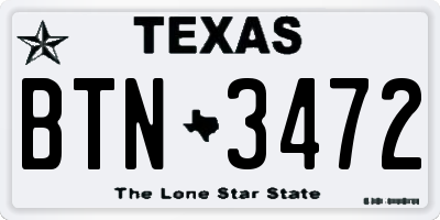TX license plate BTN3472
