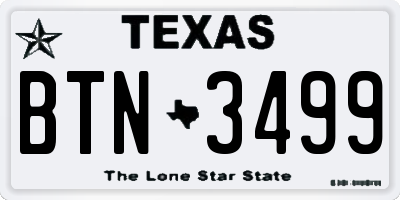 TX license plate BTN3499