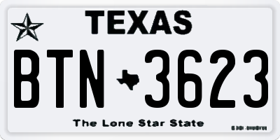 TX license plate BTN3623