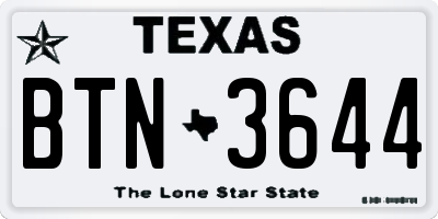 TX license plate BTN3644