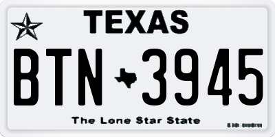 TX license plate BTN3945