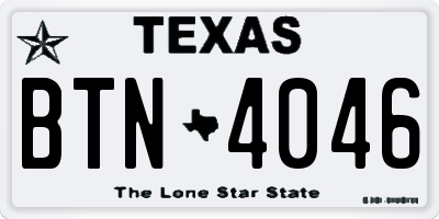 TX license plate BTN4046