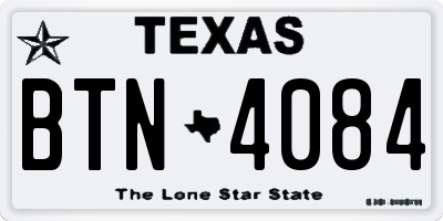 TX license plate BTN4084