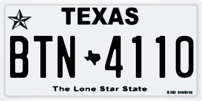 TX license plate BTN4110