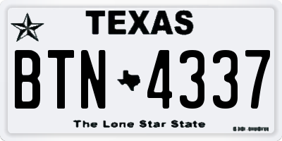 TX license plate BTN4337