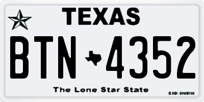 TX license plate BTN4352