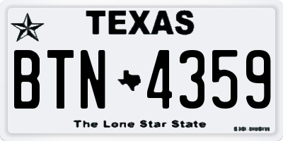 TX license plate BTN4359