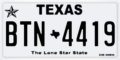 TX license plate BTN4419