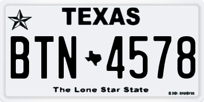TX license plate BTN4578