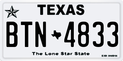 TX license plate BTN4833