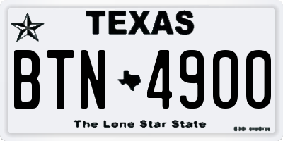 TX license plate BTN4900