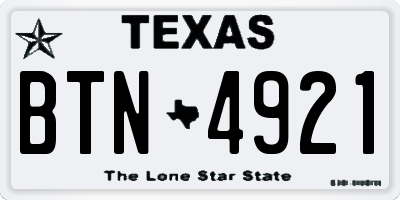 TX license plate BTN4921