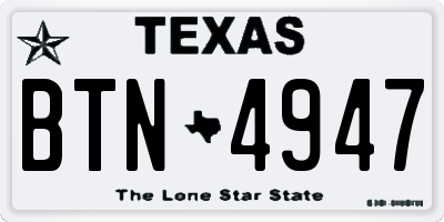 TX license plate BTN4947
