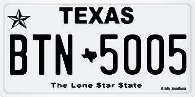 TX license plate BTN5005