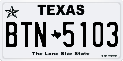 TX license plate BTN5103