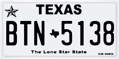 TX license plate BTN5138