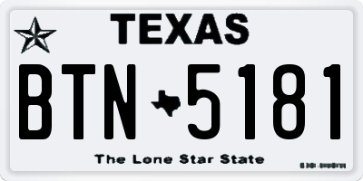 TX license plate BTN5181