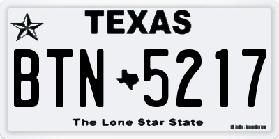 TX license plate BTN5217