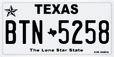TX license plate BTN5258